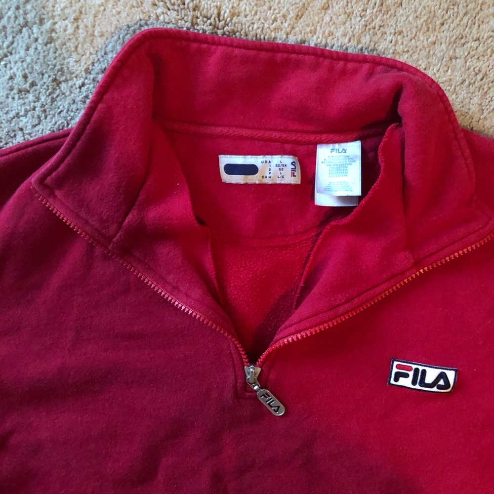 ✨flash sale✨ fila red quarter zip vintage look